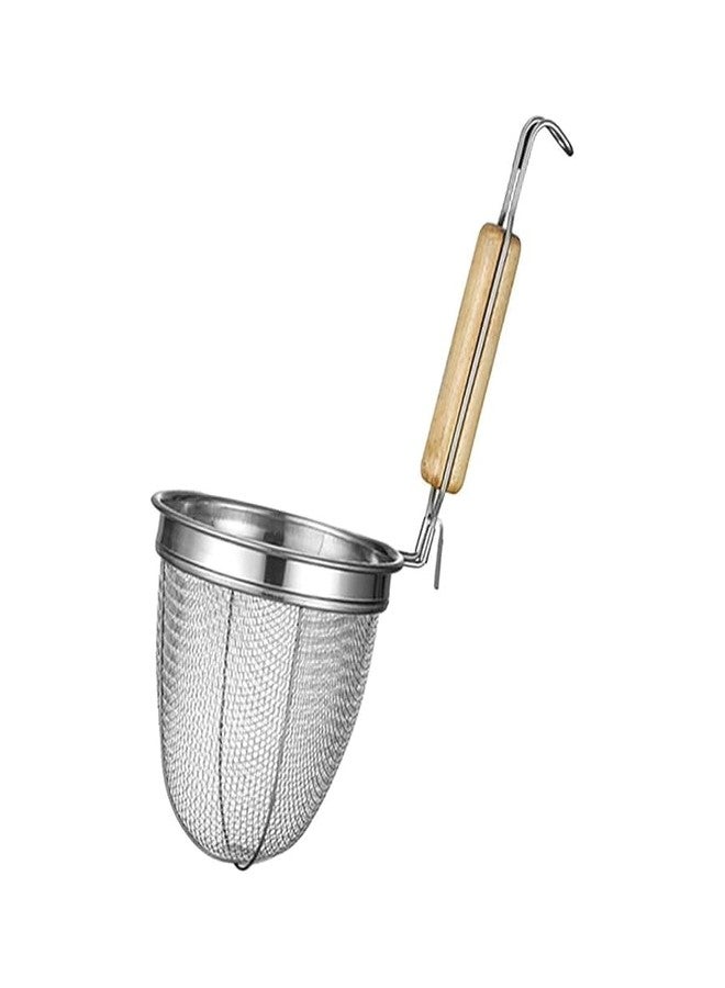 OlRADA Stainless Steel Pasta and Noodle Strainer Basket | Micro-Perforated Mesh Design with Sturdy Wooden Handle | Quick Drying Anti-Corrosion Spider Drainer 1Pcs (12inch) - Image 1